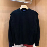 Men's Knitted Sweater Fashion Personality Winter Thick Fake Two-piece Sweaters Round Neck Long Sleeves Solid Color Pullover