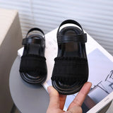 Girls Sandals Versatile Casual 2025 Summer New Kids Beach Shoes Non-slip Soft Sole Girls Princess Style Open Toes Soild Color