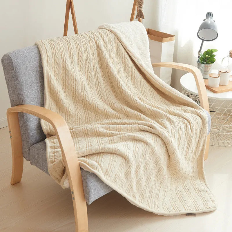 Cozy Cable Knit Throw Blanket Nordic Knitted Thread Blankets For Bed Sofa Cover Bedspread On The Bed Home Travel TV Nap Blanket
