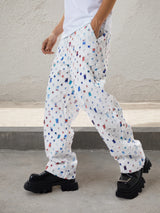 Straight Leg Streetwear White Baggy Jeans for Men Loose Fit Denim Pants Mid Waist Trousers