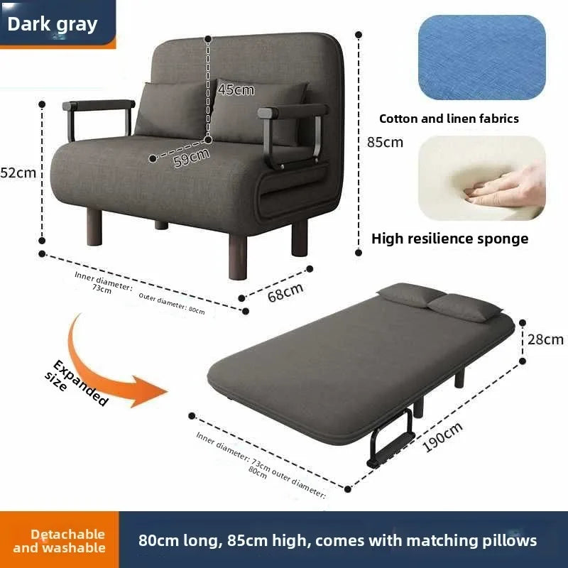 80Cm folding sofa bed, living room dual-purpose single sofa lunch break bed