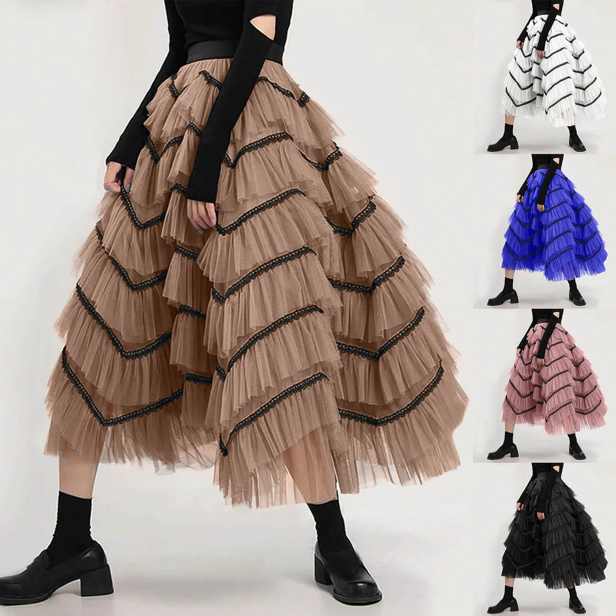 Skirts For Women Mid Length Skirt Dance Party A Line Skirts For Women Summer Plus Size High Waisted Lace Tulle Tiered Skirt