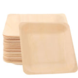 50 PCS Natural Alternative Plates Square Wooden Plate Compostable Plates Square Palm Leaf Plates Wedding Birthday Party Plates