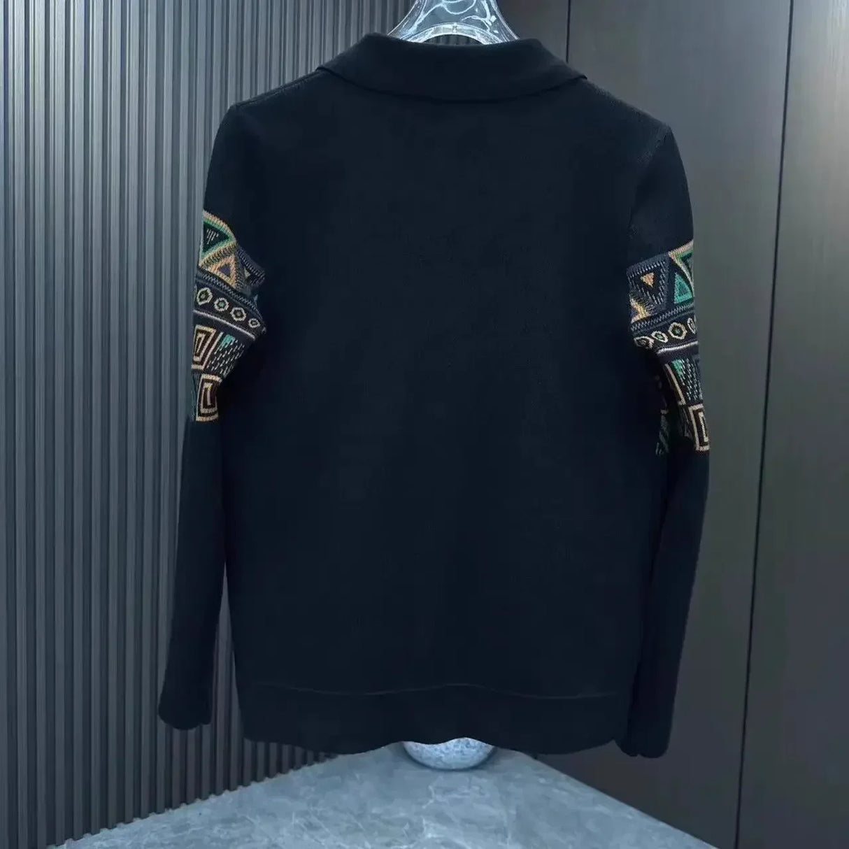Men's Clothing Cardigan Black Knit Sweater Male Graphic Button No Hoodie Korean Fashion Over Fit Baggy Old Street Maletry Neck X