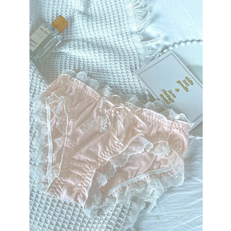 Lingerie woman sexy panties cotton fabric ropa interior femenina lace sweet underwear women cute ribbon plus size ropa interior
