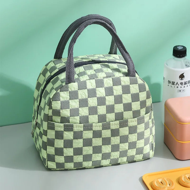 Thermal Lunch Dinner Bag Canvas Handbag Picnic Cooler Bag Travel Breakfast Box for Work Student Convenient Lunch Tote Food Bag