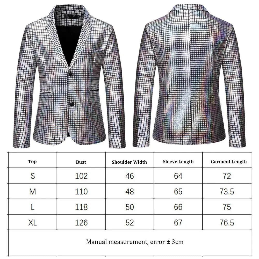 Sequins Blazers Shiny Sequins Suit Jacket Halloween Outfits Two Button Blazer Tuxedo Disco Glitter Party Blazer For Men Dinner