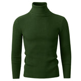 New Men's Turtleneck Pullover Sweater Autumn Long Sleeve Casual Fashion Stripe Knitted Sweater for Men Winter Warm Streetwear