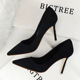 Fashion Simple Suede Shallow Mouth High Heels For Women Shoes Casual Pointed Toe Slimming Stiletto professional Single Shoes