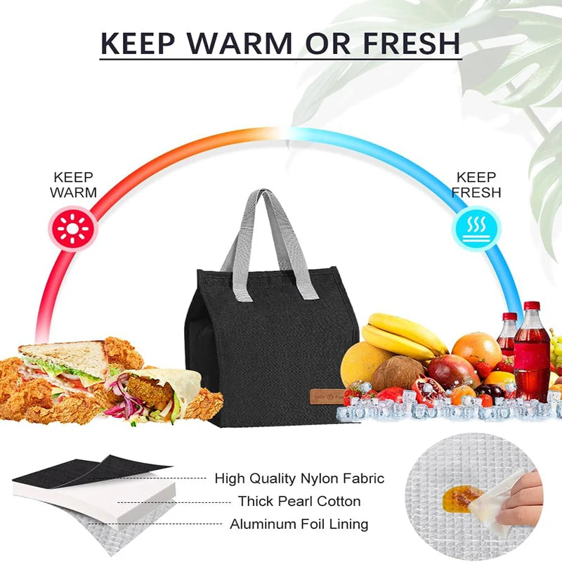 Lunch Bags for Women Men Reusable Insulated Lunch Box Portable Thermal Cooler Bag Waterproof Bento Box Bag Lunch Box Tote Bag
