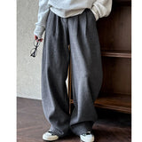 2024 Women Winter Autumn Thick Pants High Waist Wide Leg Warm Woolen Pants Fashion Clothes Vintage Pants Female Trousers