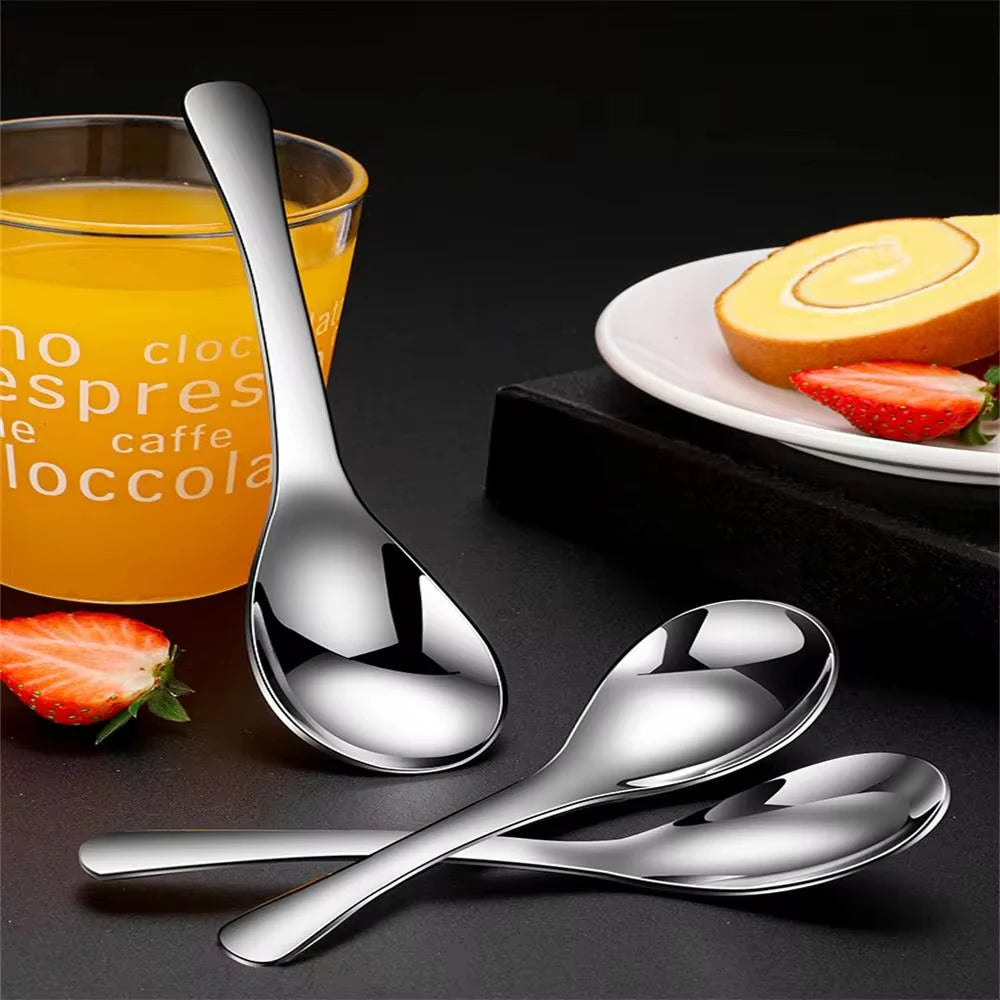 5pcs Stainless Steel Spoon Spoon Household Creative Stainless Steel Tablespoon Soup Spoon Small Spoon Spoon Children Dinner