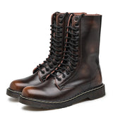 Men's Mid-calf Boots High Tube Work Boots Couples Outdoor Motorcycle Boots Large Size Women's Boots Winter Plush Cotton Boots