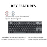 Logitech K835 Wired Mechanical Keyboard 84 Keys Ultra Thin Backlit Silent Red Switch Portable for PC Laptop Office Business