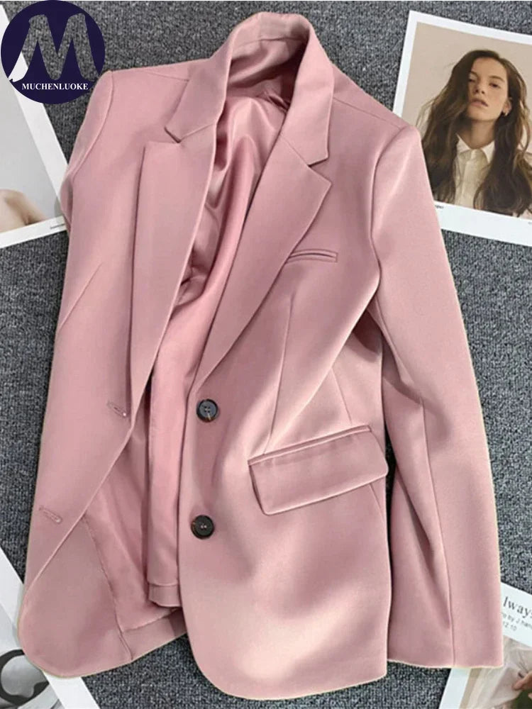 Blazer for Women 2025 Spring Autumn New Elegant Long Sleeve Office Blazer Coats Korean Fashion Casual Loose Appear Thin Blazers
