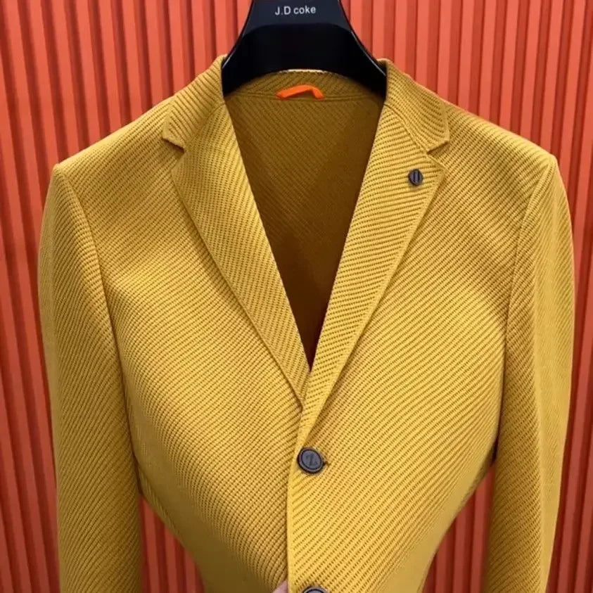 Jacket for Men Long Coats Single Breasted Striped Man Suits and Blazers Simple Original Classic Menswear Fashion 2024 Casual