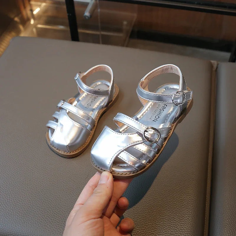Girls School Sandals Summer New Kids Causal Gladiator Sandals Toes-covered Children Fashion Woven Flat Sandals Trend Soft Bottom