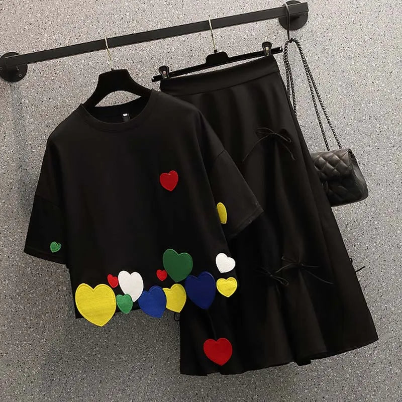 2025 New Women T-shirts Casual Harajuku Love Patchwork Tops Tee Summer Female T shirt Short Sleeve T shirt For Women Clothing
