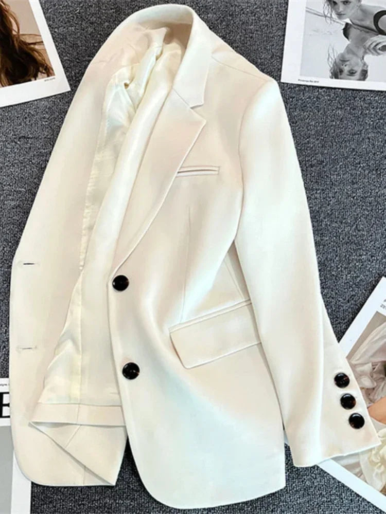 Blazer for Women 2025 Spring Autumn New Elegant Long Sleeve Office Blazer Coats Korean Fashion Casual Loose Appear Thin Blazers
