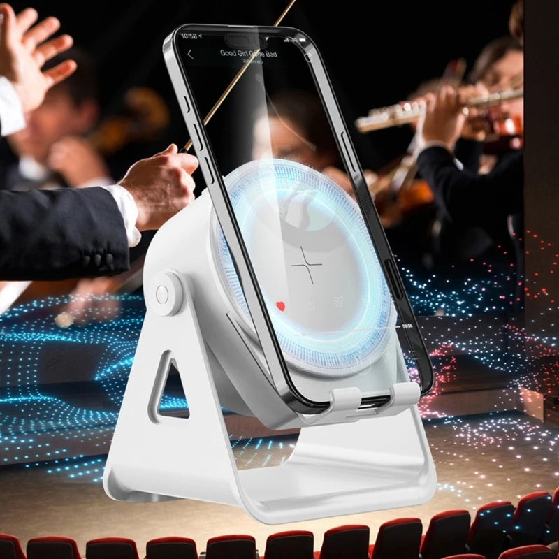 3 in1 Induction Speaker Non-slip New Cell Phone Holder Adjustable with RGB Light Smart Wireless Bluetooth Speaker Phone Stand