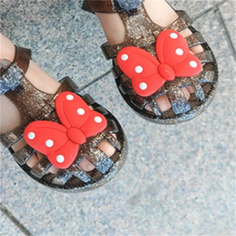 Childre Shoes Girls Summer Sandals Transparent Polka Dot Stereo Bow Pattern Sandals Baby Princess Sandals Kids Casual Sandals