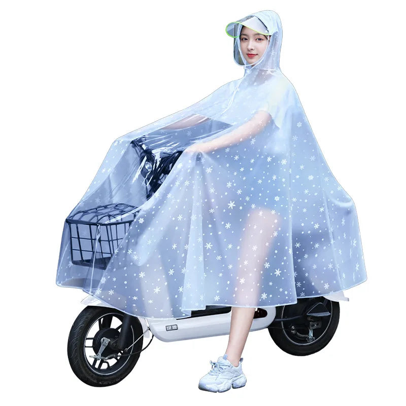 Raincoat, single person, women's transparent bicycle, electric bike, electric bike, special long one-piece raincoat