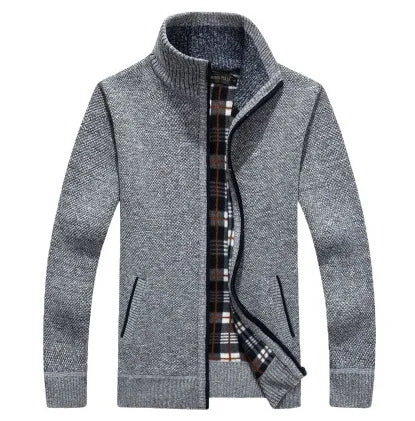 New Autumn and Winter Cardigan Sweater for Men, Warm Thick Loose Casual Stand Up Collar Knitted Zipper Cardigan