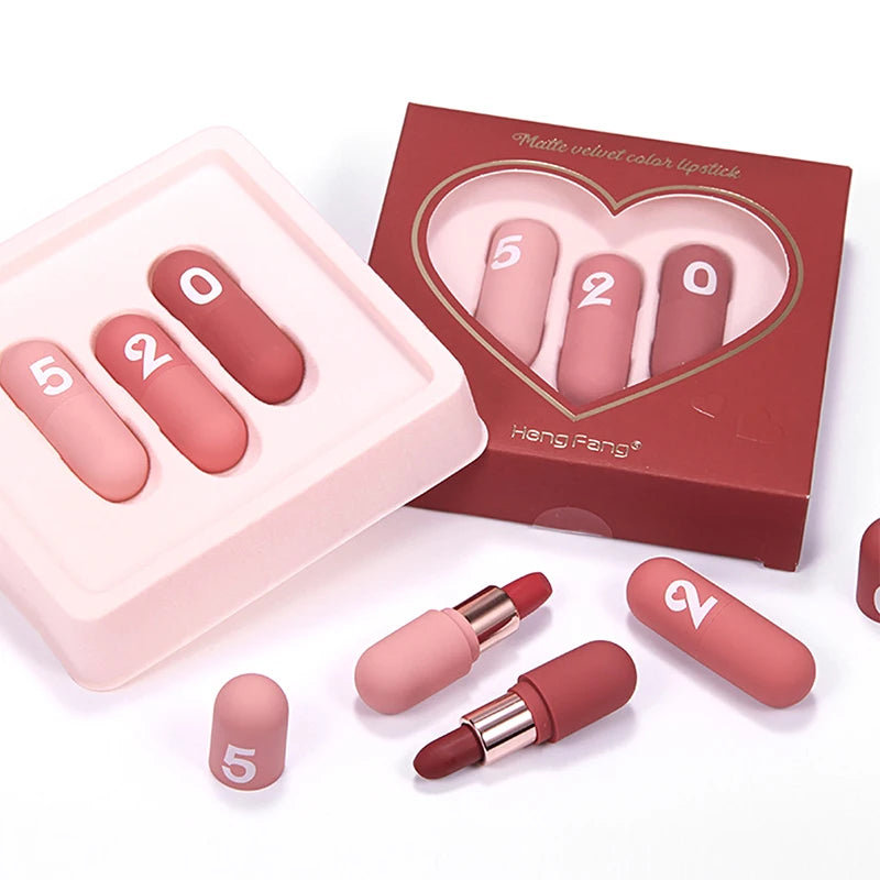 Mini capsule lipstick set velvet foggy face matte lipstick niche brand small ball lipstick Valentine's Day