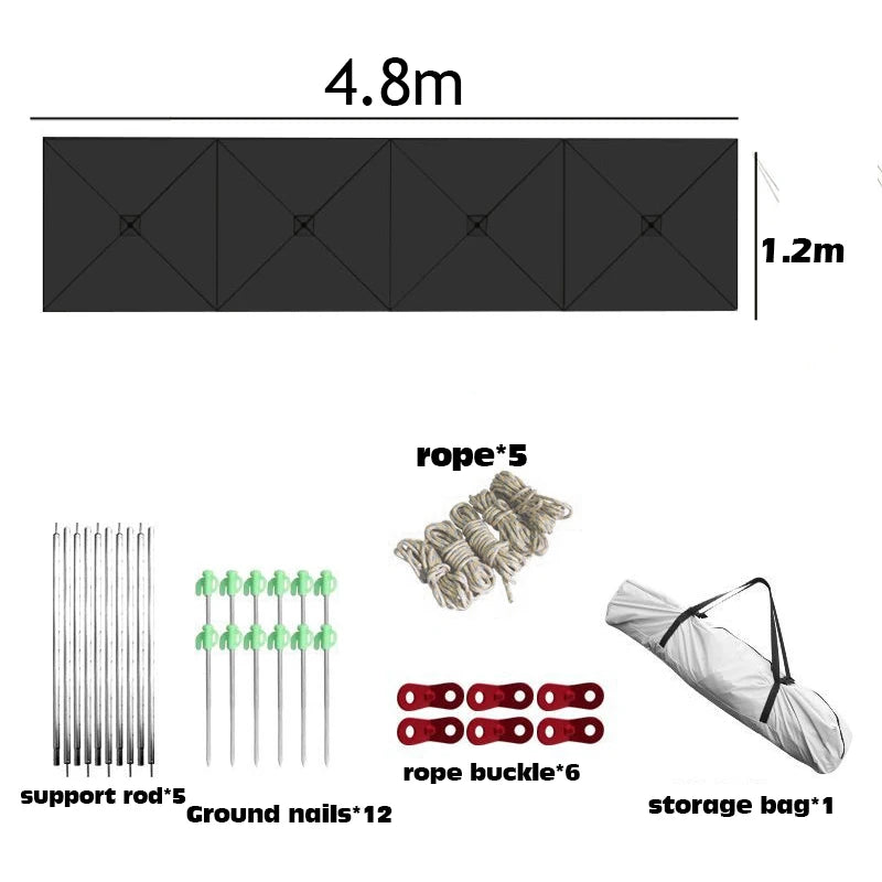 Camping Windscreen 4.8M Folding Windproof Shield Camping Sunshade Folding Wall Large Awning Tent Camping supplies 윈드 스크린 텐