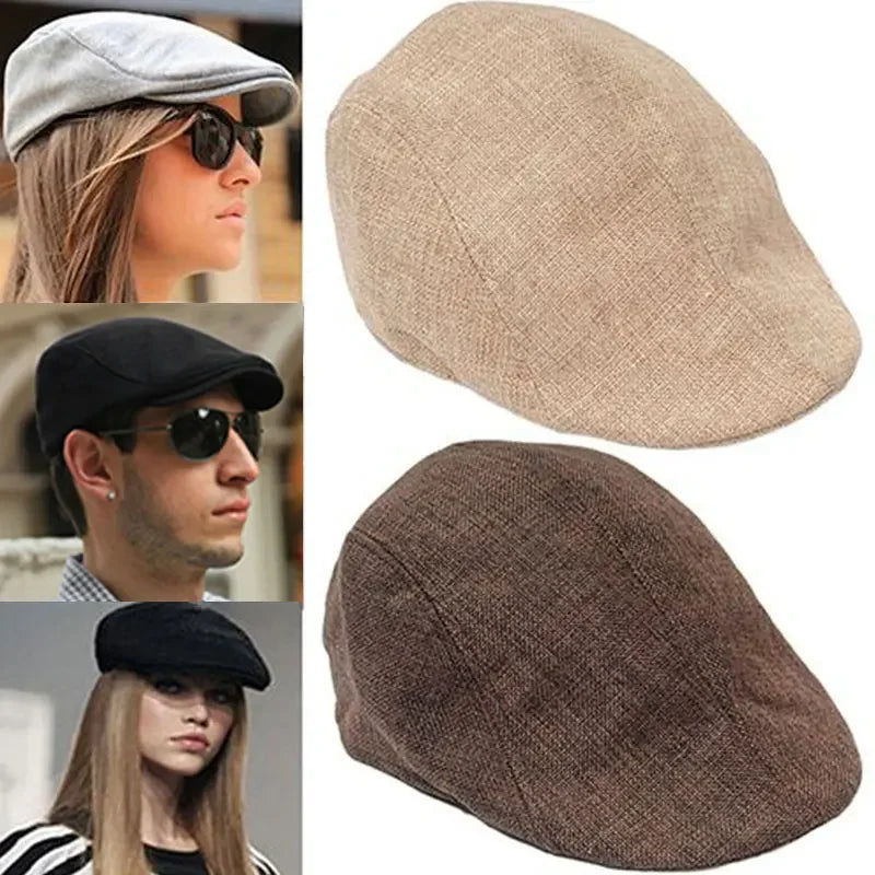 Men Berets Cap British Style 2025 New Autumn Summer Linen Hats Fashion Flat Caps Classic Vintage Gatsby Cabbie Cap Chapeau Homme