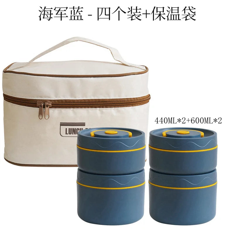 Insulated cooking pot, stackable stainless steel bento box, microwaveable stainless steel container, lunch box