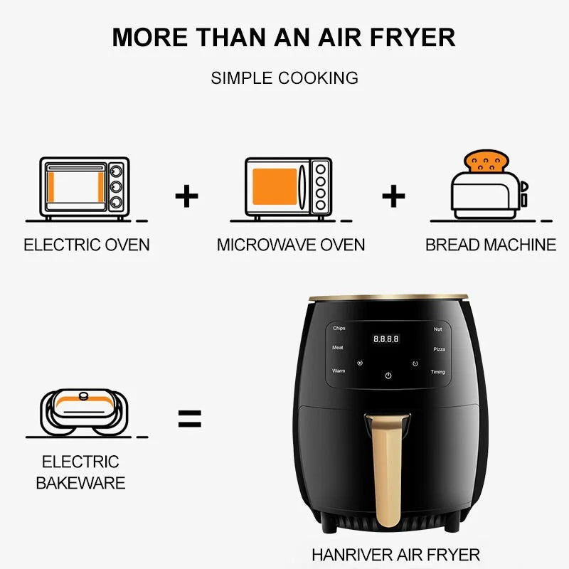 air fryer with safety and overheating protection, household large capacity french fry machine, multifunctional electric fryer