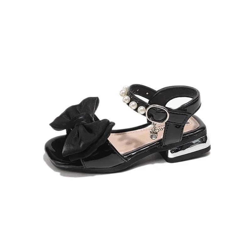 Girls Princess Sandals Sweet Elegant Kids Sandals Dance Wedding Non-slip 2025 Summer New Girls Dress Shoes Big Bows Ins Trendy