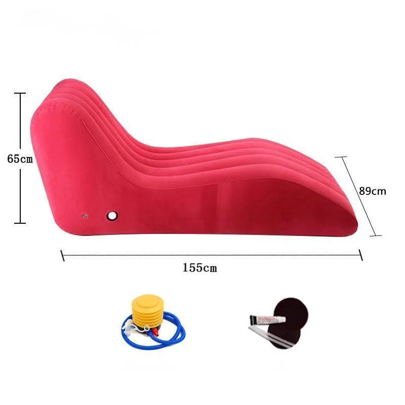 Portable S-shaped Love Position Labor-saving Sitting Inflatable Sofa Bed Yoga Chaise Lounge For Garden Bedroom Folding Furniture