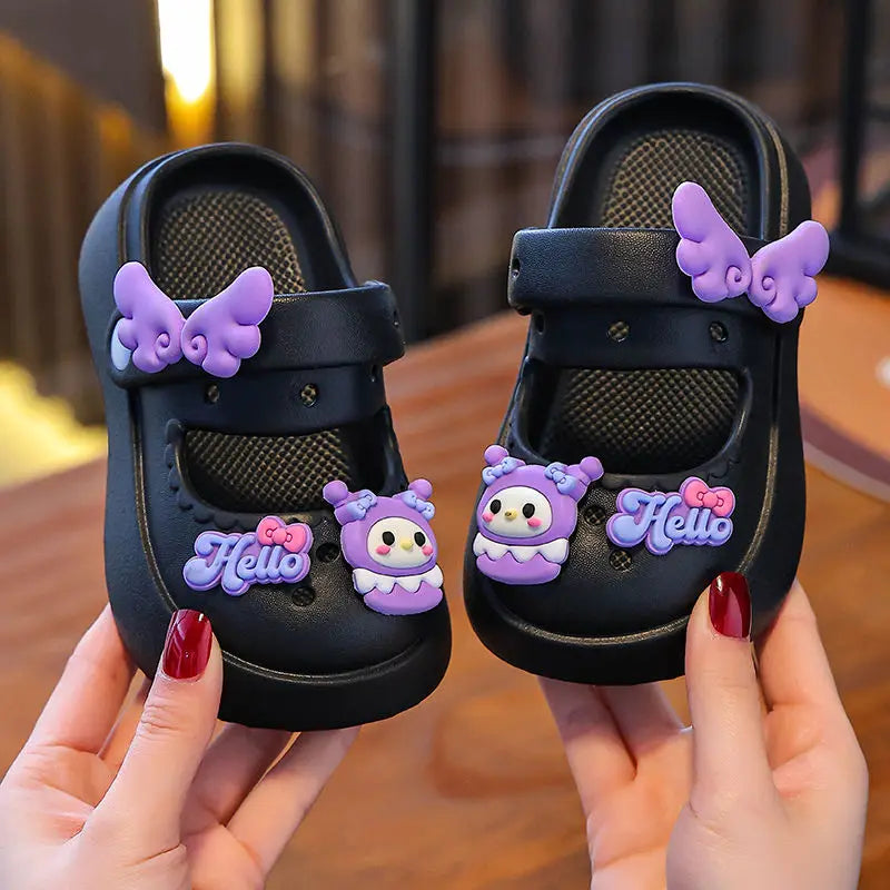 Cute Cartoon Kawaii Sanrioed Kuromi Hellokitty Girls' Sandals Summer New Princess Shoes Indoor Bathroom Slippers