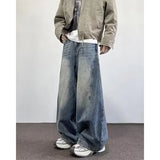 Men's Trendy Jeans Man Clothes High Street Pussy Loose Straight Wide-leg Trousers New Spring and Autumn Style Chrome Darts Jorts