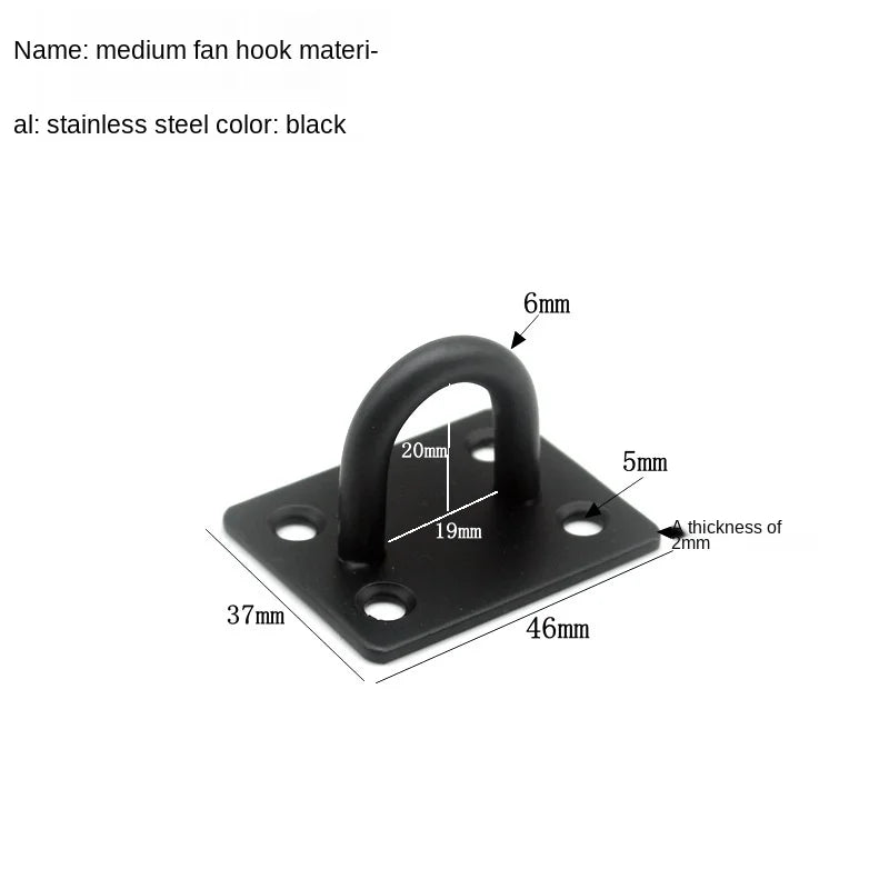 Black Stainless Steel Wall Hook Heavy Duty Fixed Pad Eye Plate Deck Door Buckle U/J-Shaped Heavy Duty Ceiling Mount Hanger