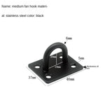 Black Stainless Steel Wall Hook Heavy Duty Fixed Pad Eye Plate Deck Door Buckle U/J-Shaped Heavy Duty Ceiling Mount Hanger