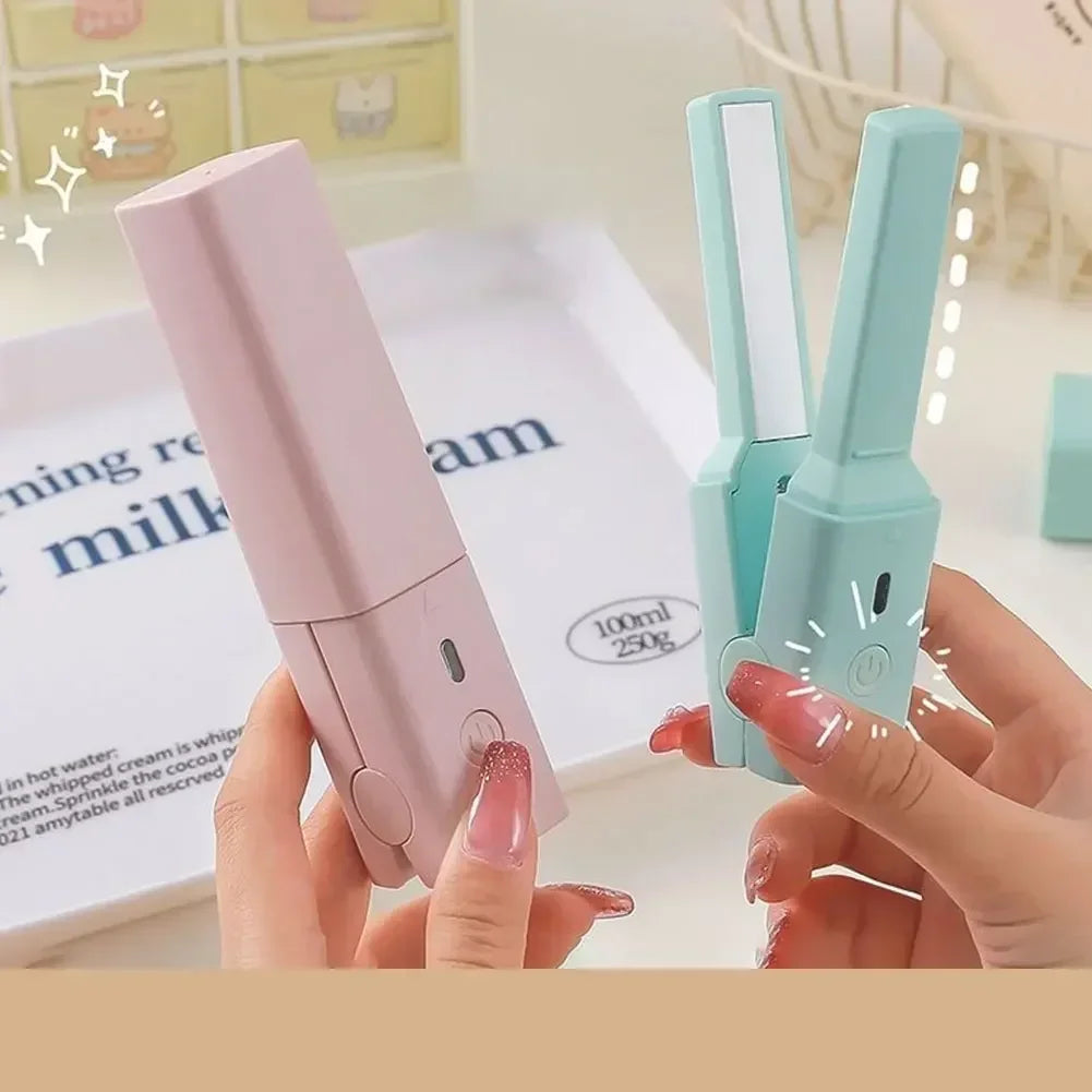 2 in 1 Mini Curling Flat Iron USB Electronic Splint Hair Curler Straightening Styling Tools Hair Curler