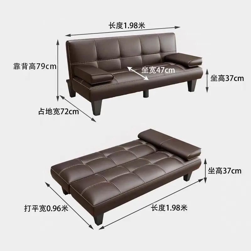 Simple  Foldable Sofa Bed Fabric 3-Level Adjustment  Living Room Office Bedroom Furniture Solid Wood Bean Bag Sofa