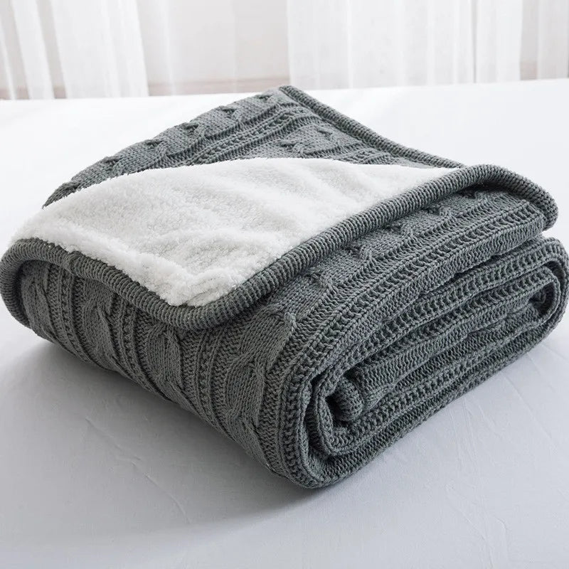 Cozy Cable Knit Throw Blanket Nordic Knitted Thread Blankets For Bed Sofa Cover Bedspread On The Bed Home Travel TV Nap Blanket