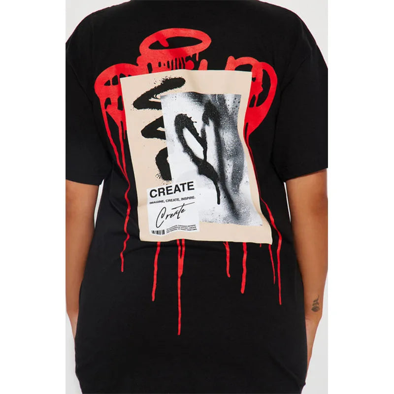Fashion T-Shirts Women's Short Sleeve T-Shirts Create What You Love Graphic T-Shirts Printed Clothing Casual T-Shirts &