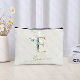 26 letters Flowers Custom Name Printed Makeup Bag Bridesmaid Wedding Makeup Box Gift Organizer Travel perfume Toilet Side Bag