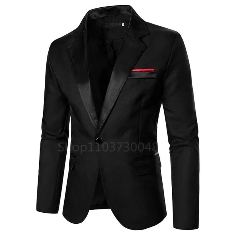 Navy/Black Blazer for Men Fashion Wedding Jacket High Quality Casual Business Best Man Suit Jacket Notch Lapel One Button Coat