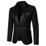 Navy/Black Blazer for Men Fashion Wedding Jacket High Quality Casual Business Best Man Suit Jacket Notch Lapel One Button Coat