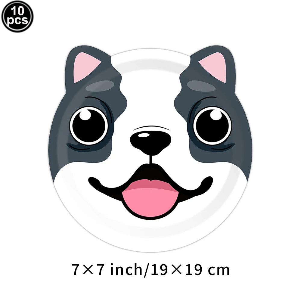 10pcs Farm Animals Party Paper Plates Cock Pig Cow Sheep Disposable Plates Kids Birthday Decor Cartoon Animals Dinnerware Plates