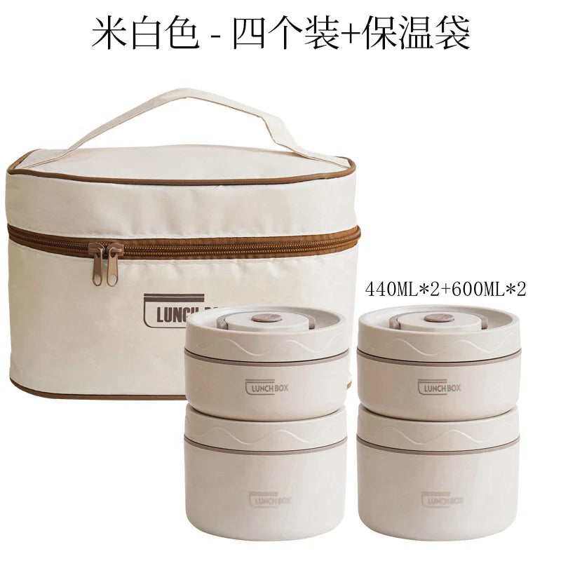 Insulated cooking pot, stackable stainless steel bento box, microwaveable stainless steel container, lunch box