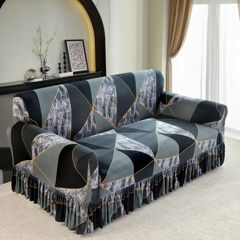 1 pack elastic pleated skirt sofa cover all-inclusive sofa cover universal simple modern sofa protective cover suitable for living room study bedroom hotel hotel sofa cover