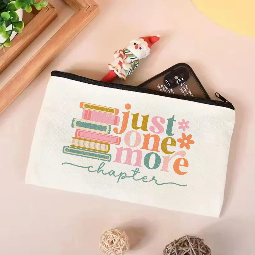 Just One More Chapter Canvas Tote Bag Library Book Bag Booktrovert Tote Bag Book Lover Tote Bag Canvas Handbag Makeup Bag Set