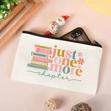 Just One More Chapter Canvas Tote Bag Library Book Bag Booktrovert Tote Bag Book Lover Tote Bag Canvas Handbag Makeup Bag Set